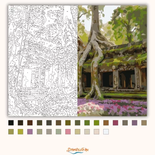 Ősi templomromok - számfestő készlet - Számfestő.hu - 60×70cm - Keretre feszítve