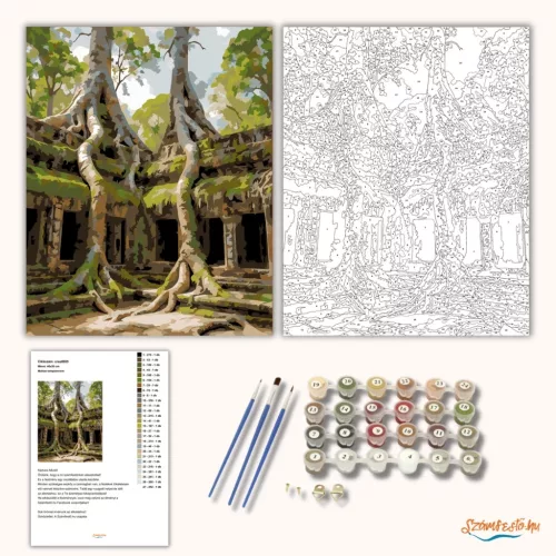 Mohás templomrom - számfestő készlet - Számfestő.hu - 40×50cm - Keret nélkül