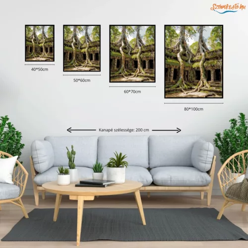 Mohás templomrom - számfestő készlet - Számfestő.hu - 40×50cm - Keret nélkül