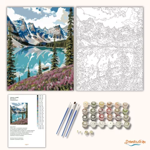 Kristálytiszta hegyi tó - számfestő készlet - Számfestő.hu - 50×60cm - Keret nélkül
