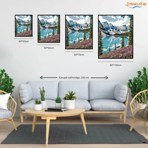 Kristálytiszta hegyi tó - számfestő készlet - Számfestő.hu - 50×60cm - Keret nélkül