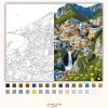 Sziklás tengerparti falu - számfestő készlet - Számfestő.hu - 50×60cm - Keretre feszítve
