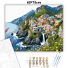 Sziklás tengerparti falu - számfestő készlet - Számfestő.hu - 60×70cm - Keret nélkül