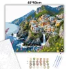 Sziklás tengerparti falu - számfestő készlet - Számfestő.hu - 40×50cm - Keret nélkül