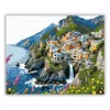 Sziklás tengerparti falu - számfestő készlet - Számfestő.hu - 40×50cm - Keret nélkül