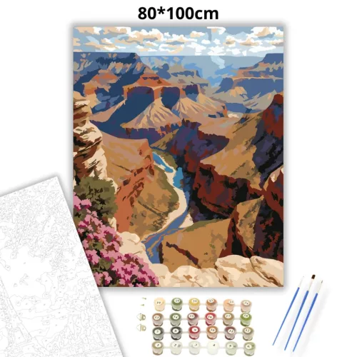 Csendes folyókanyar - számfestő készlet - Számfestő.hu - 80×100cm - Keret nélkül