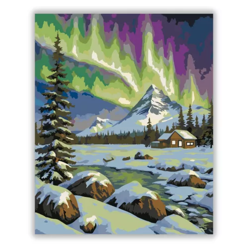 Ragyogó sarki fény - számfestő készlet - Számfestő.hu - 60×70cm - Keret nélkül