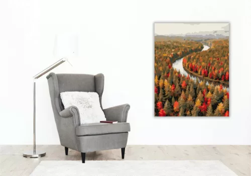 Nyugodt folyókanyar - számfestő készlet - Számfestő.hu - 60×70cm - Keretre feszítve