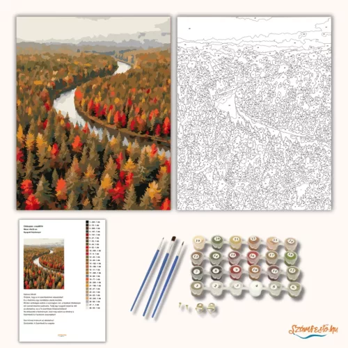 Nyugodt folyókanyar - számfestő készlet - Számfestő.hu - 80×100cm - Keretre feszítve