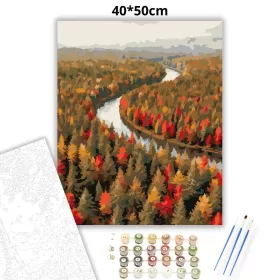 Nyugodt folyókanyar - számfestő készlet - Számfestő.hu - 40×50cm - Keret nélkül