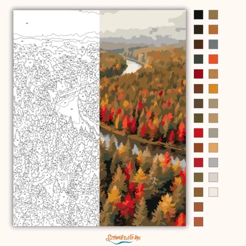 Nyugodt folyókanyar - számfestő készlet - Számfestő.hu - 40×50cm - Keretre feszítve