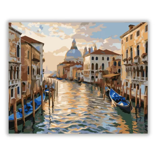 Csendes velencei csatorna - számfestő készlet - Számfestő.hu - 50×60cm - Keretre feszítve