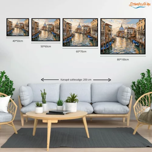 Csendes velencei csatorna - számfestő készlet - Számfestő.hu - 60×70cm - Keret nélkül
