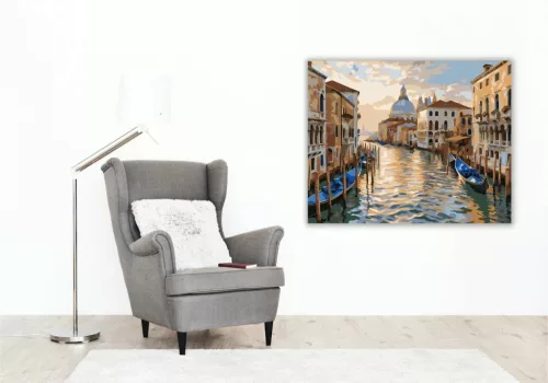 Csendes velencei csatorna - számfestő készlet - Számfestő.hu - 60×70cm - Keretre feszítve
