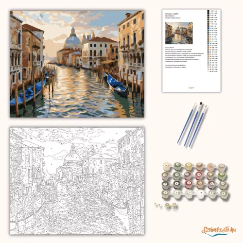 Csendes velencei csatorna - számfestő készlet - Számfestő.hu - 40×50cm - Keret nélkül