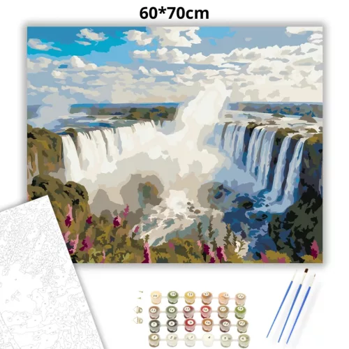 Iguazú vízesés - számfestő készlet - Számfestő.hu - 60×70cm - Keretre feszítve