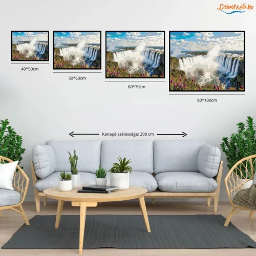 Iguazú vízesés - számfestő készlet - Számfestő.hu - 60×70cm - Keret nélkül