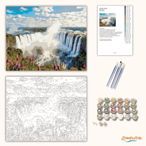 Iguazú vízesés - számfestő készlet - Számfestő.hu - 80×100cm - Keretre feszítve