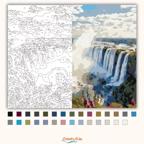 Iguazú vízesés - számfestő készlet - Számfestő.hu - 80×100cm - Keret nélkül