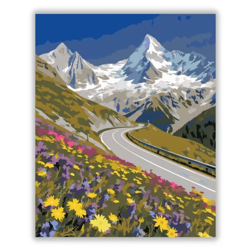 Vadvirágos szerpentin - számfestő készlet - Számfestő.hu - 50×60cm - Keretre feszítve
