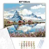 Piros házak a fjordnál - számfestő készlet - Számfestő.hu - 80×100cm - Keret nélkül