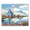 Piros házak a fjordnál - számfestő készlet - Számfestő.hu - 80×100cm - Keret nélkül