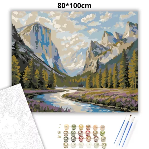 Derűs folyókanyar - számfestő készlet - Számfestő.hu - 80×100cm - Keret nélkül