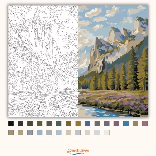 Derűs folyókanyar - számfestő készlet - Számfestő.hu - 80×100cm - Keret nélkül