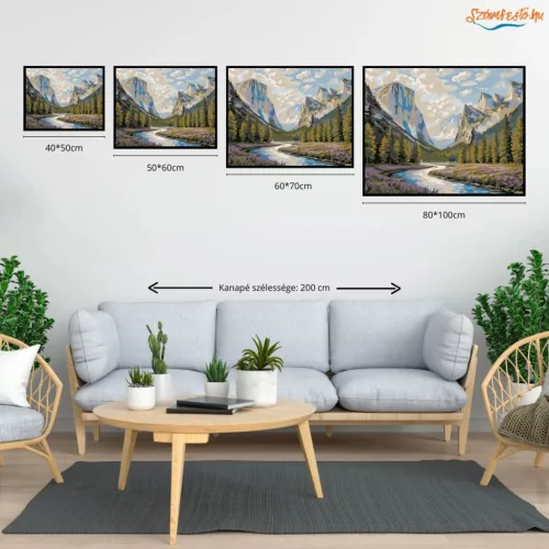 Derűs folyókanyar - számfestő készlet - Számfestő.hu - 80×100cm - Keretre feszítve