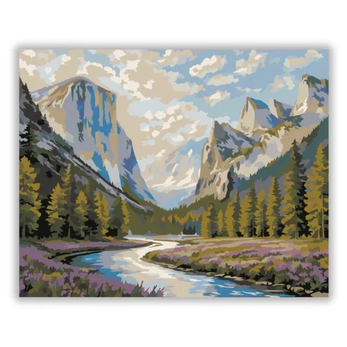 Derűs folyókanyar - számfestő készlet - Számfestő.hu - 80×100cm - Keretre feszítve