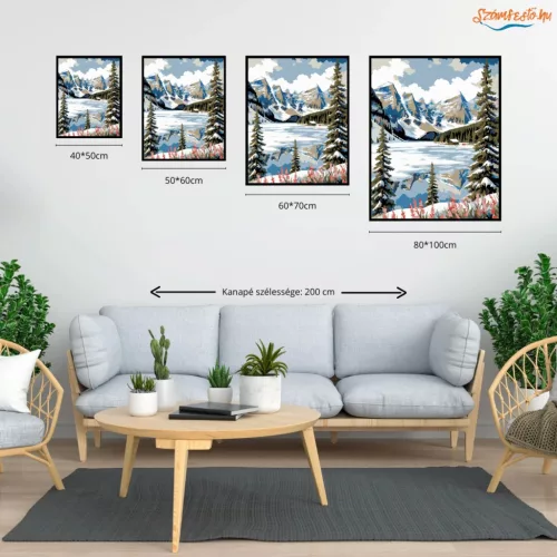 Fagyos Lake Louise tükre - számfestő készlet - Számfestő.hu - 50×60cm - Keret nélkül