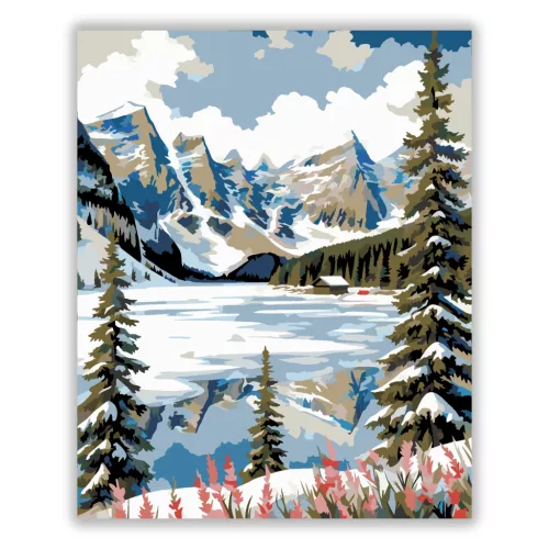 Fagyos Lake Louise tükre - számfestő készlet - Számfestő.hu - 50×60cm - Keret nélkül