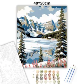 Fagyos Lake Louise tükre - számfestő készlet - Számfestő.hu - 40×50cm - Keret nélkül