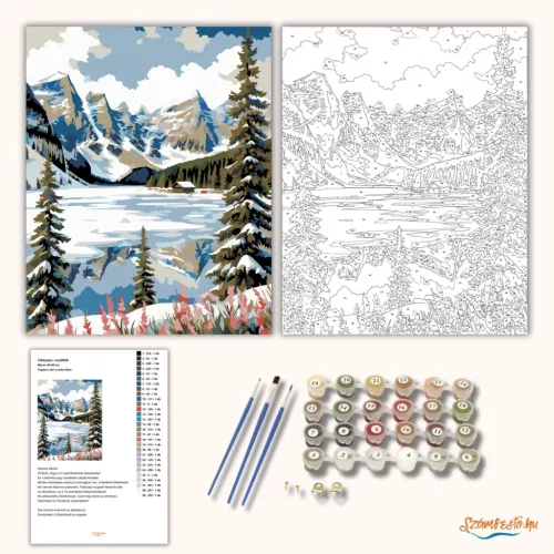 Fagyos Lake Louise tükre - számfestő készlet - Számfestő.hu - 40×50cm - Keret nélkül