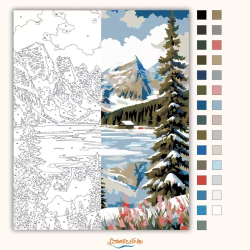 Fagyos Lake Louise tükre - számfestő készlet - Számfestő.hu - 40×50cm - Keret nélkül