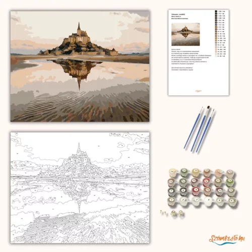 Mont Saint-Michel tükörképe - számfestő készlet - Számfestő.hu - 60×70cm - Keretre feszítve