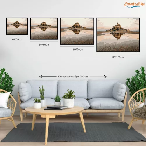 Mont Saint-Michel tükörképe - számfestő készlet - Számfestő.hu - 60×70cm - Keret nélkül