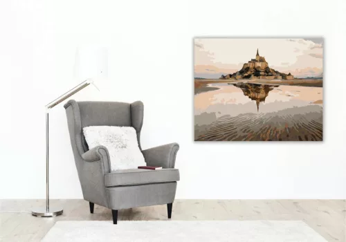 Mont Saint-Michel tükörképe - számfestő készlet - Számfestő.hu - 60×70cm - Keretre feszítve