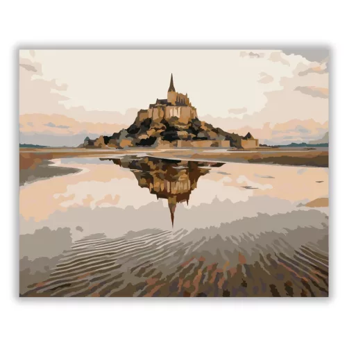 Mont Saint-Michel tükörképe - számfestő készlet - Számfestő.hu - 80×100cm - Keret nélkül