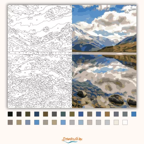 Aoraki / Mount Cook nemzeti park - számfestő készlet - Számfestő.hu - 40×50cm - Keretre feszítve
