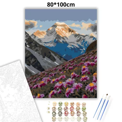 Ragyogó Everest-csúcs - számfestő készlet - Számfestő.hu - 80×100cm - Keret nélkül