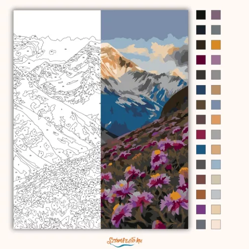 Ragyogó Everest-csúcs - számfestő készlet - Számfestő.hu - 80×100cm - Keretre feszítve