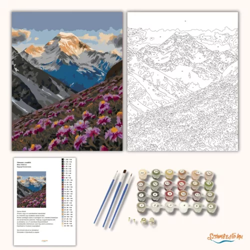 Ragyogó Everest-csúcs - számfestő készlet - Számfestő.hu - 40×50cm - Keretre feszítve