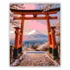 Rózsaszín hajnal a torii kapunál - számfestő készlet - Számfestő.hu - 50×60cm - Keretre feszítve