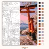 Rózsaszín hajnal a torii kapunál - számfestő készlet - Számfestő.hu - 60×70cm - Keret nélkül