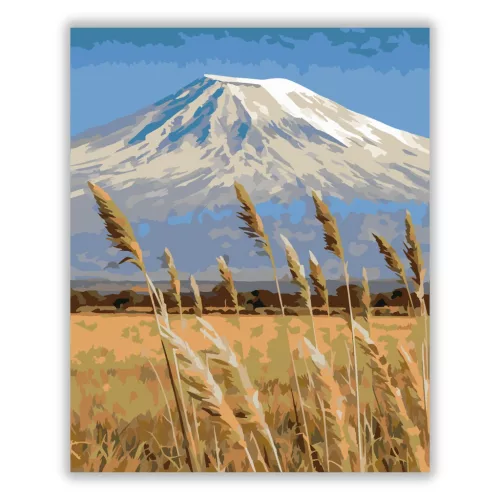 Kilimandzsáró-látkép - számfestő készlet - Számfestő.hu - 50×60cm - Keretre feszítve