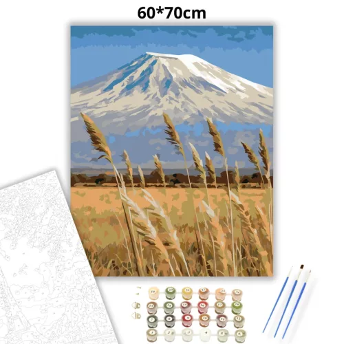 Kilimandzsáró-látkép - számfestő készlet - Számfestő.hu - 60×70cm - Keretre feszítve