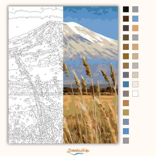 Kilimandzsáró-látkép - számfestő készlet - Számfestő.hu - 60×70cm - Keret nélkül