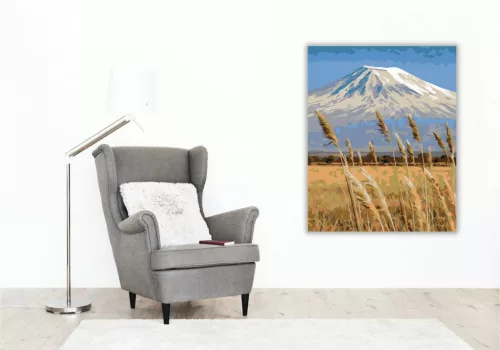 Kilimandzsáró-látkép - számfestő készlet - Számfestő.hu - 60×70cm - Keretre feszítve