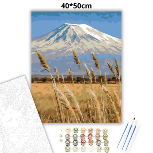 Kilimandzsáró-látkép - számfestő készlet - Számfestő.hu - 40×50cm - Keret nélkül